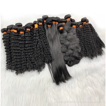Top quality 30 32 inches 100% human hair best quality premium quality human virgin brazilian hair 3 bundles with lace closure